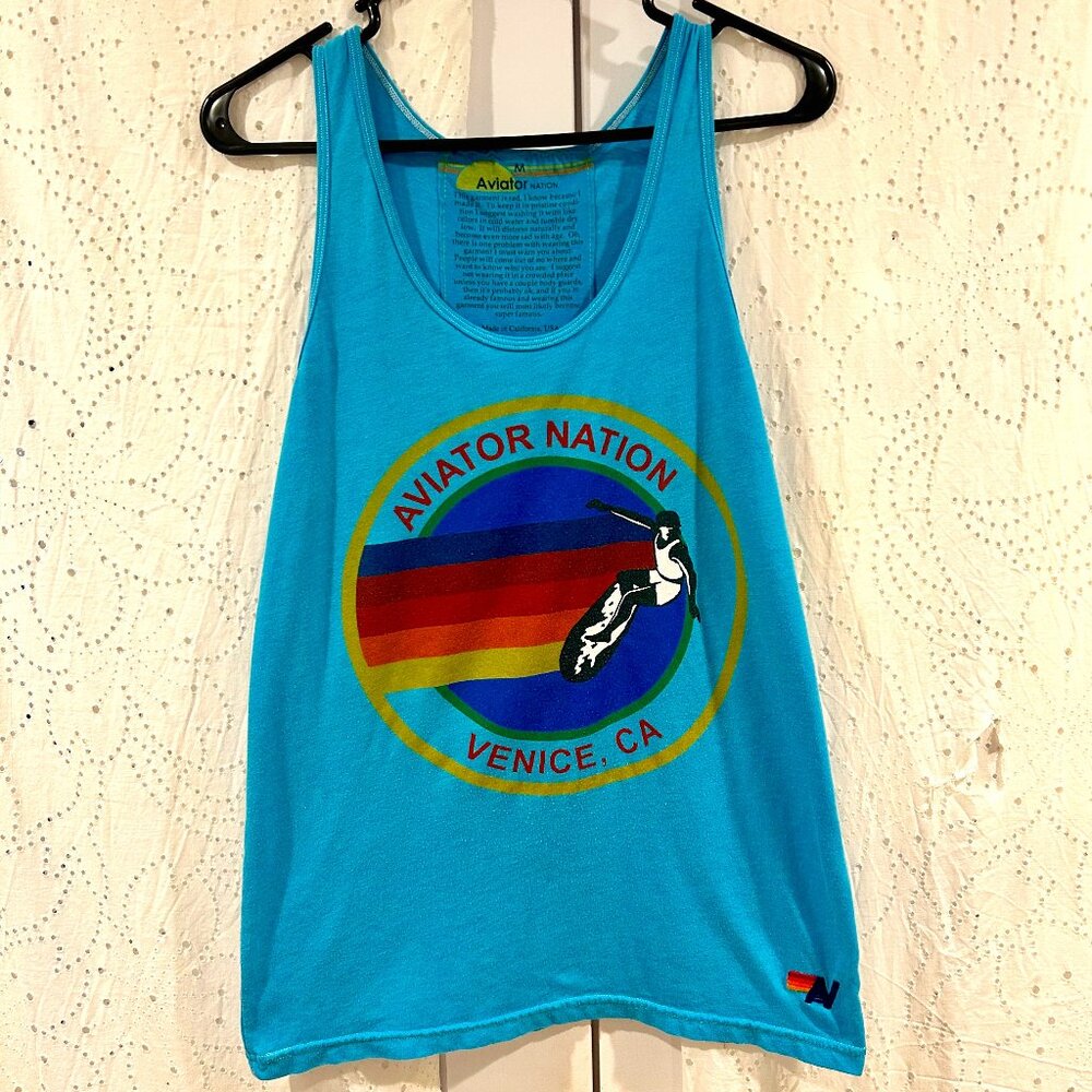 Aviator Nation Neon Blue Graphic Tank